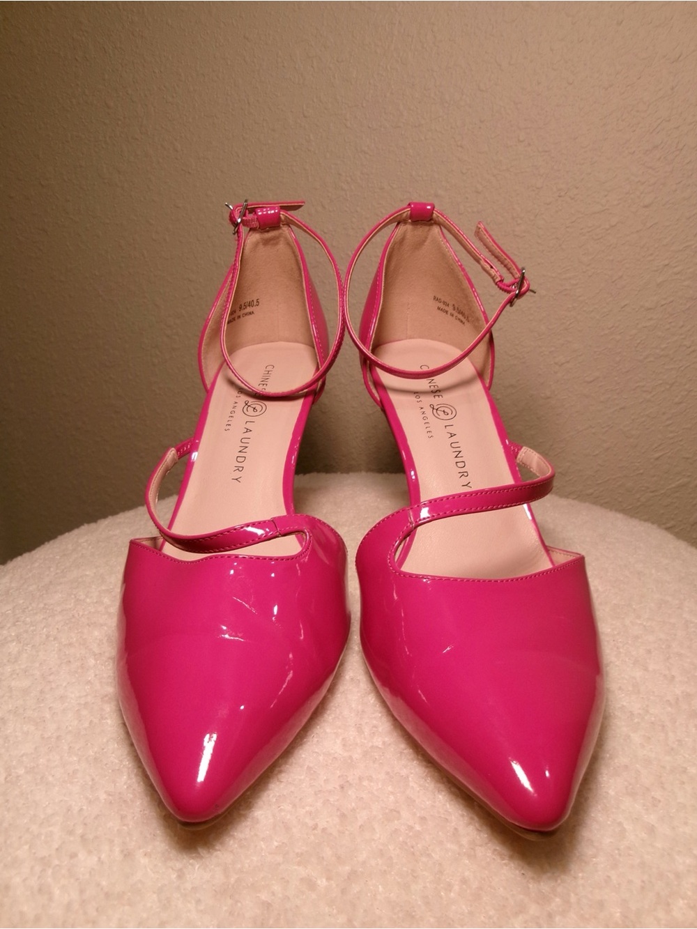 Chinese Laundry Hot Pink Patent Pointed Ankle-Strap Heels